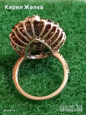 Артистичен сребърен пръстен с ТУРМАЛИНОВ КВАРЦ и многоцветни камъни 51822, снимка 6 - Пръстени - 52918747