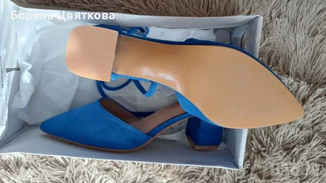 сини обувки на среден ток, снимка 2 - Дамски обувки на ток - 56446041