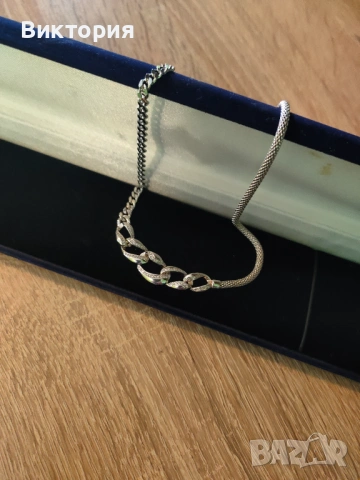 Сребърно колие и пръстен 925, снимка 4 - Колиета, медальони, синджири - 54329670