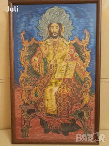 Гоблен Христос на трона, снимка 1 - Гоблени - 42735241