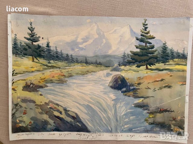 КАЗИМИР СУЛТАНОВ акварел пейзаж 1940 г., снимка 6 - Картини - 33806710