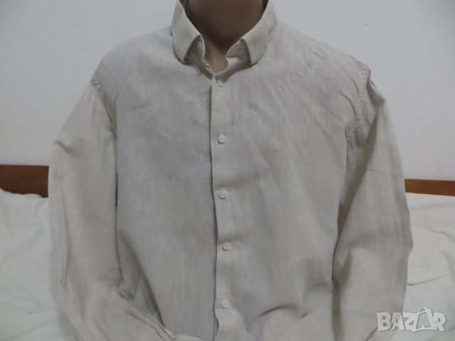Мъжка риза с дълъг ръкав от лен Dressmann, снимка 1 - Ризи - 39518824