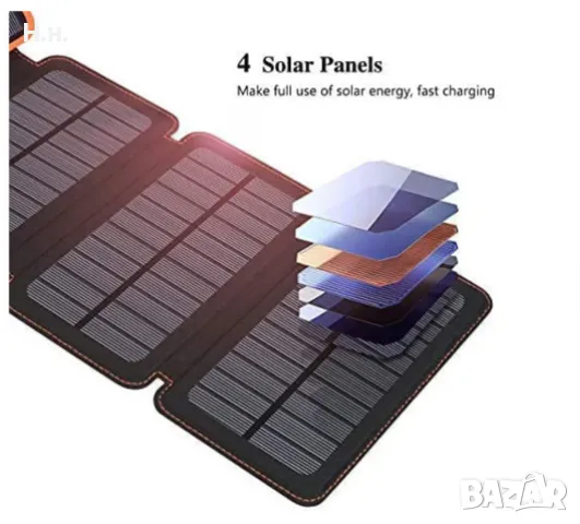 Външна батерия с 4 соларни панела, за таблети, смартфони, снимка 8 - Външни батерии - 49917898