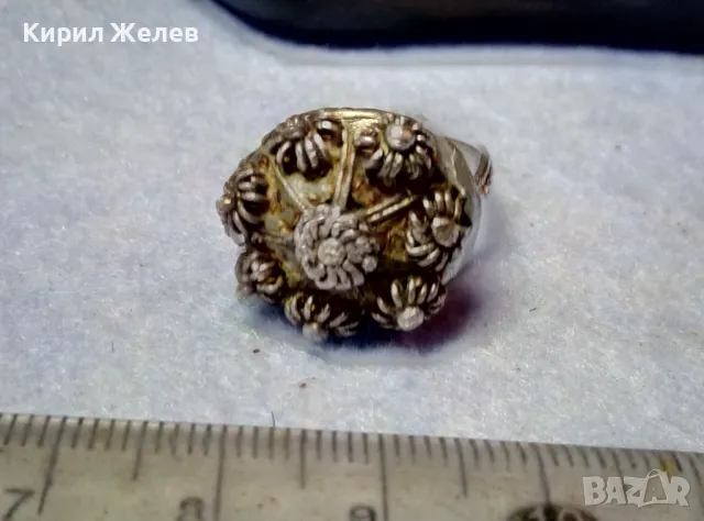 Старинен ВЪЗРОЖДЕНСКИ ФИЛИГРАНЕН СРЕБЪРЕН ПРЪСТЕН СРЕБРО ВИСОКА ПРОБА РЪЧНА КУЮМДЖИЙСКА РАБОТА 47507, снимка 13 - Антикварни и старинни предмети - 49294840