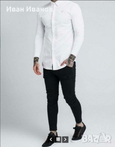 риза - SikSilk  L/S Cartel в бяло и златисто размер Л , снимка 2 - Ризи - 36785966