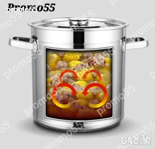 Казан 50л от неръждаема стомана и двойно дъно, снимка 2 - Градински мебели, декорация  - 49404981