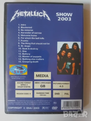 Metallica - Show 2003 - матричен DVD диск музика, снимка 2 - DVD дискове - 50586951