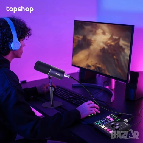 Нов, тестван TONOR RGB аудио миксер с Pro предусилвател, 6.5 мм и XLR канал, поддръжка за инструмент, снимка 2 - Ресийвъри, усилватели, смесителни пултове - 51588997