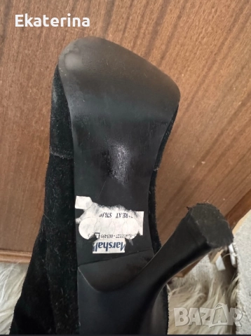 Черни готик велурени ботуши 37 номер , снимка 5 - Дамски ботуши - 52512081