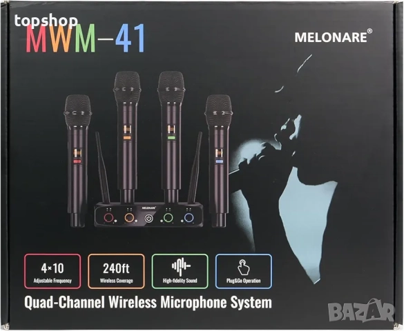 Чисто нови 4 микрофона и миксер, 4-канална безжична микрофонна система, UHF компактен безжичен ..., снимка 10 - Микрофони - 52199403