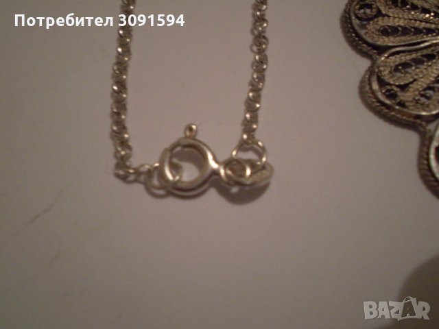  стар сребърен медальон - филигран със нов синджир, снимка 3 - Антикварни и старинни предмети - 35298350