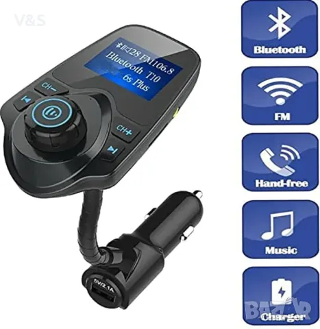 T10 Автомобилен безжичен Bluetooth FM предавател MP3 плейър USB порт за разговори със свободни ръце