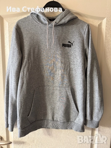 Спортна нова сива оригинална маркова качулка суичър  ватирана блуза худи Puma Пума .