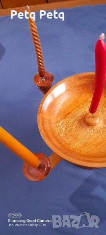 масивен дървен свещник , снимка 8 - Антикварни и старинни предмети - 52720545