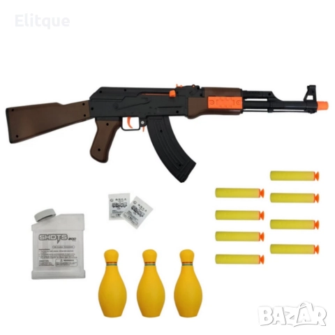 Играчка автомат AK-47 Калашников – 63 см, с меки патрони и мишени, снимка 4 - Други - 52820268