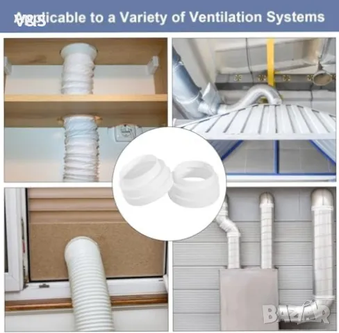 2 x универсален редукционен съединител за вентилационна система с диаметър 120 150 160 mm с 2 скоби , снимка 7 - Железария - 49907101