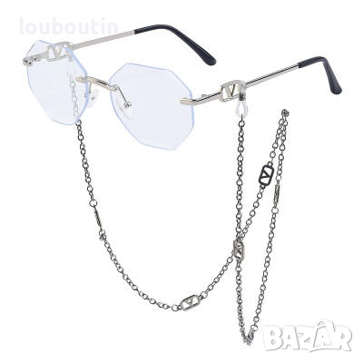 Valentino дамски прозрачни слънчеви очила Осмоъгълник с верижка синджир