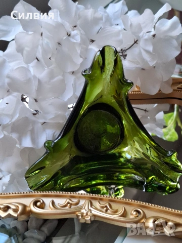 Ретро зелено стъкло , снимка 3 - Декорация за дома - 53968935