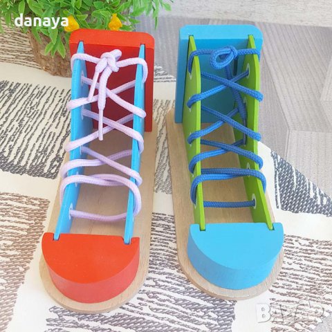 2960 Дървена образователна играчка за връзване и низане, снимка 5 - Играчки за стая - 37998928