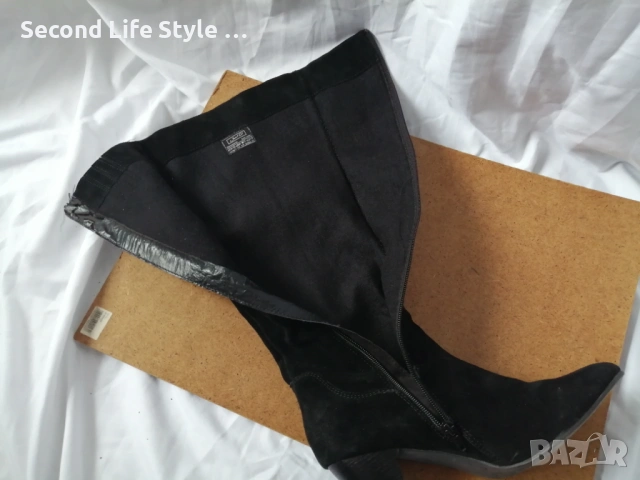 № 41 дамски ботуши естествен велур - с висок ток; черен цвят - марка Janet D. , снимка 15 - Дамски ботуши - 53137919