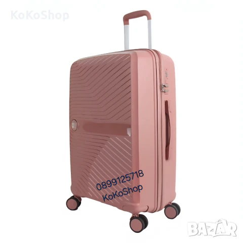 Куфар на колелца-42.5x24x66 см./розов куфар на колелца, снимка 2 - Куфари - 50644391