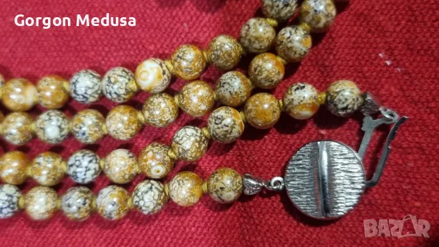 Огърлица с мъниста от скъпоценен камък яспис, снимка 3 - Колиета, медальони, синджири - 49702745