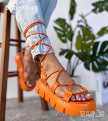 Равни сандали - оранжева кожа - GL70, снимка 2 - Сандали - 40695059