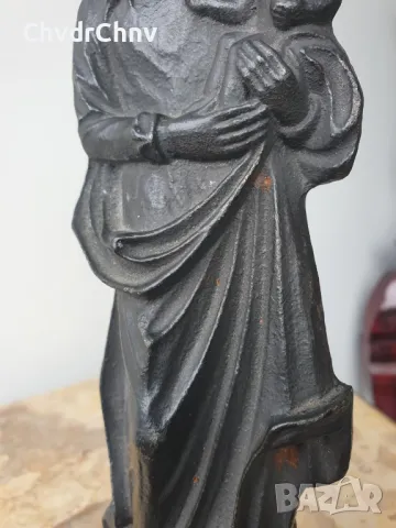 чугунена статуетка 26см-3кг/Дева Мария с Христос/стара немска желязна религиозна фигура, снимка 5 - Антикварни и старинни предмети - 50275827