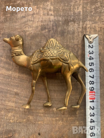 Стара масивна бронзова пластика-камила-414 гр, снимка 2 - Колекции - 44807281