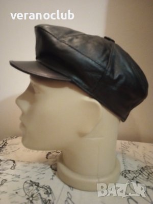 Черен каскет Естествена кожа К1, снимка 2 - Шапки - 39307938