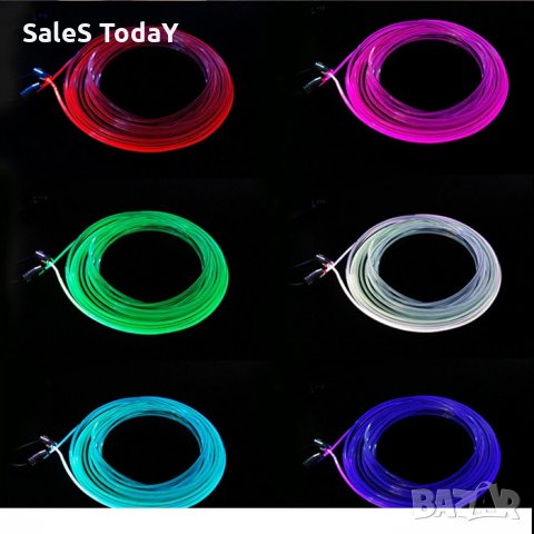 Лед светлини за кола 6м., iOS и Android, 12V, RGB, LED интериорна лента, водоустойчиви, снимка 4 - Аксесоари и консумативи - 33718154