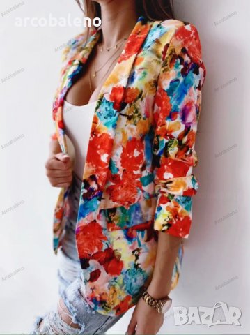 Модно дамско пролетно сако с принт, 5цвята , снимка 3 - Сака - 39988653