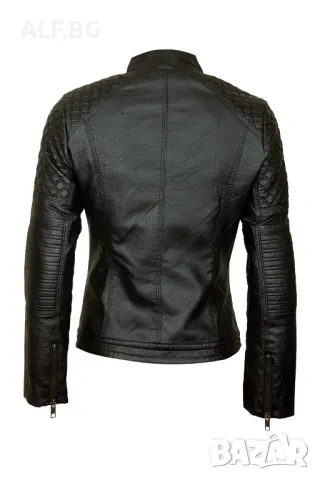 Дамско кожено яке черно 4202, снимка 7 - Якета - 48912212