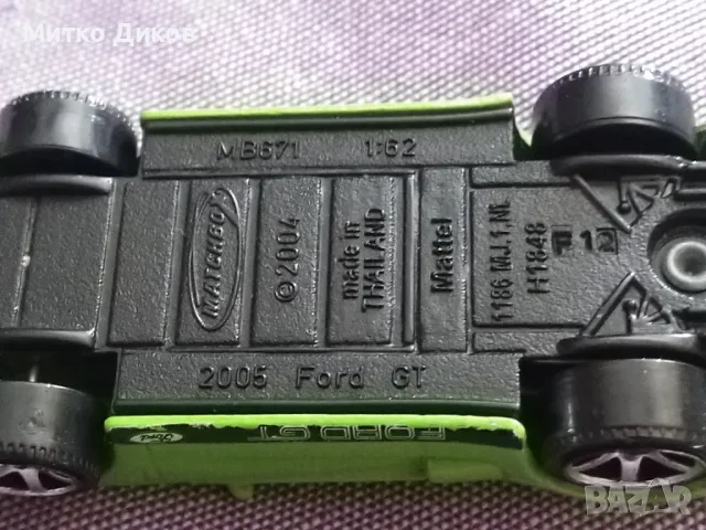 Колекционерска количка Matchbox 2004 Vert Ford GT Fabriqué en Thaïlande échelle 1:62 H1848, снимка 5 - Колекции - 50165767