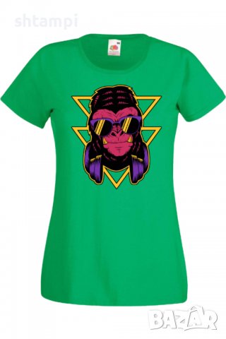 Дамска Тениска monkey with headphones,Изненада,Повод,Подарък,Празник                   , снимка 5 - Тениски - 37641187