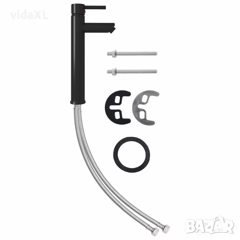 vidaXL Смесител за баня, черен, 12х30 см