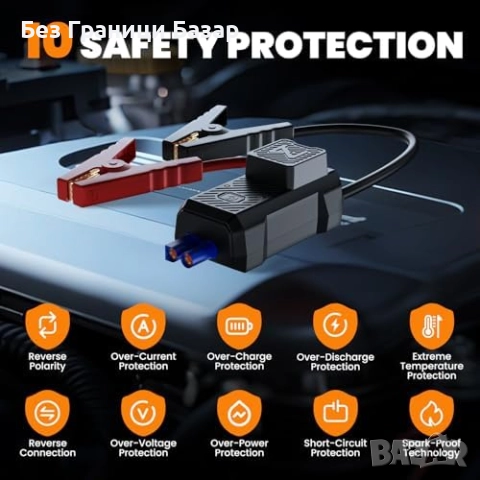 Нов 10 в 1 авариен комплект за кола със стартер, компресор и фенер, снимка 8 - Аксесоари и консумативи - 51677975