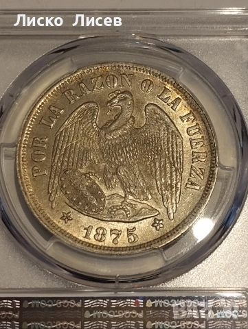 Чили 1 песо 1875г., снимка 6 - Нумизматика и бонистика - 53960309