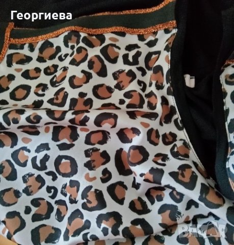 Черна блуза с животински принт в кафяво, снимка 1