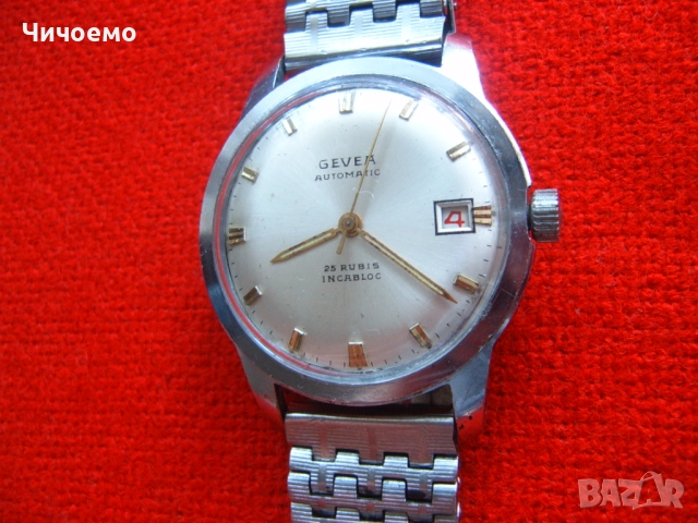 GEVEA automatic 25 rubis INCABLOC Швейцарски ретро мъжки часовник, снимка 2 - Антикварни и старинни предмети - 52930002
