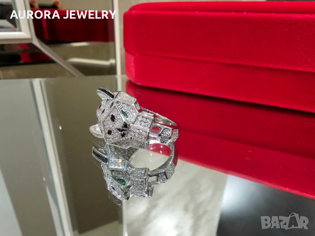 CARTIER Panthere de Cartier Big White Gold Diamonds Пръстен, снимка 4 - Пръстени - 52879521