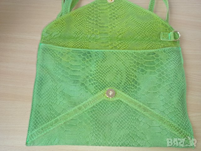 Зелена чанта клъч естествена кожа , снимка 5 - Чанти - 38888489