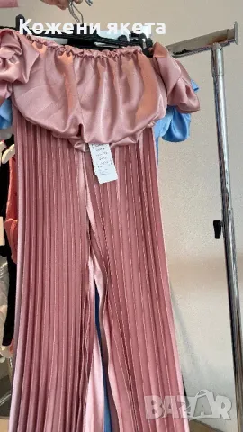 Налични сатенени комплекти от две части дълъг панталон с висока талия, снимка 6 - Комплекти - 49923908