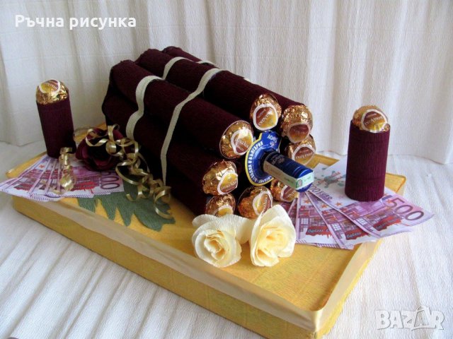 Буренце с бонбони и украса+бутилка, снимка 4 - Декорация за дома - 31431281