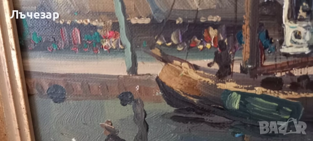 Маслена картина сцена от канал в Амстердам, снимка 13 - Картини - 52380424