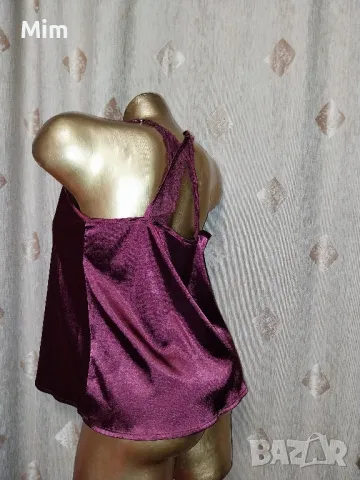 М Къса сатенена нощница бордо, снимка 6 - Нощници - 50416714