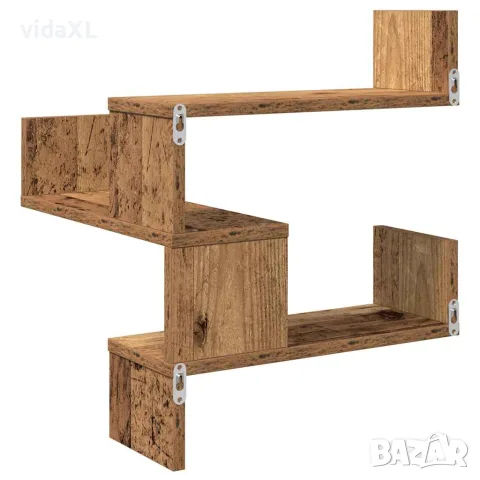 vidaXL Стенна ъглова етажерка от старо дърво 40x40x49,5 cm, снимка 6 - Етажерки - 56148224
