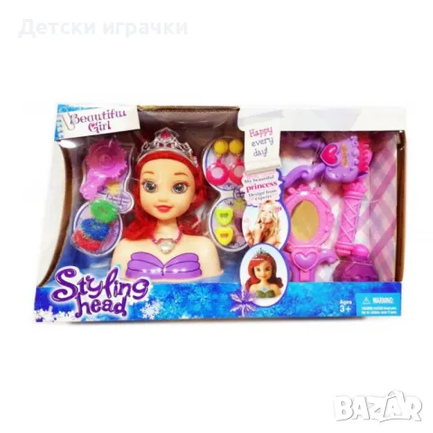 Кукла глава за прически с корона, принцеса с аксесоари 