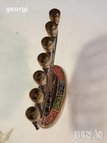 бронзов свещник еврейска менора 25/3, снимка 7 - Декорация за дома - 50085422