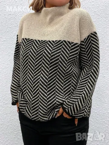 Макси топла, много мека и силно еластична зимна блуза в модерен десен и кройка 